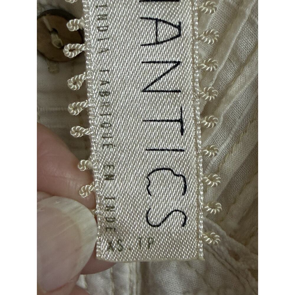 Free People New Romantics XS Embroidered Mini Dress Ivory Cotton Lined Pockets - Picture 12 of 16
